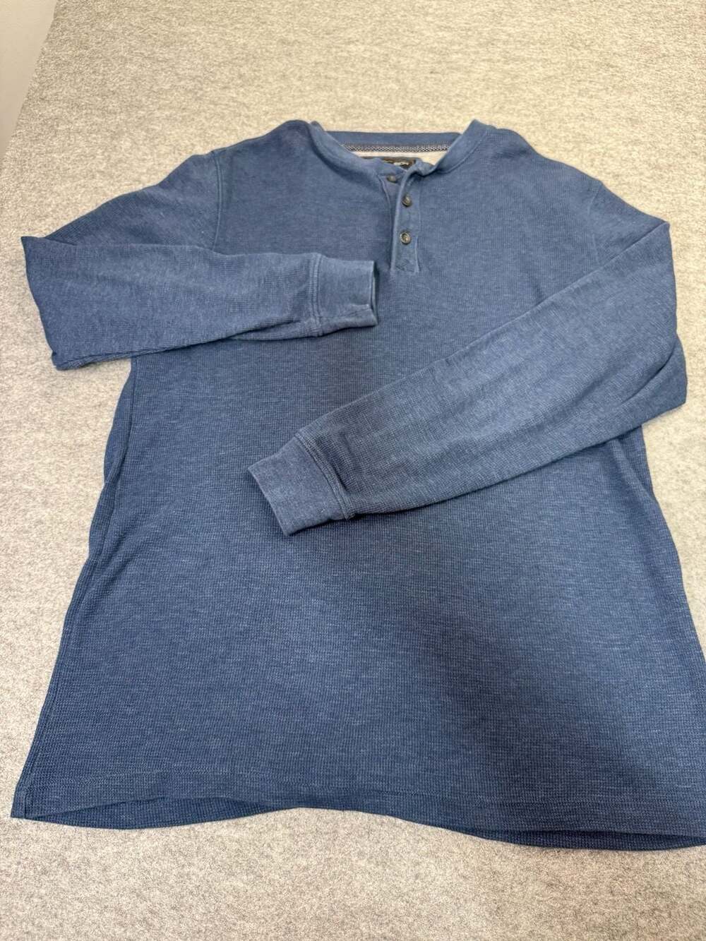 Nickel & Iron Thermal Henley Size L Blue Waffle Knit Long Sleeve Shirt